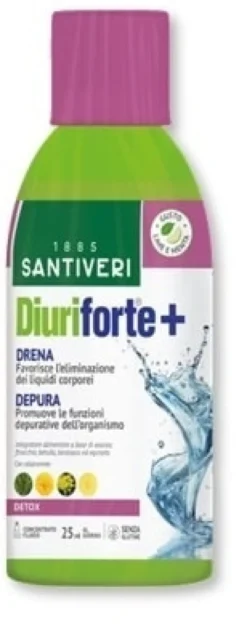 Santiveri Diuriforte+ - Integratore drenante per i liquidi corporei, flacone Diuriforte 500ml