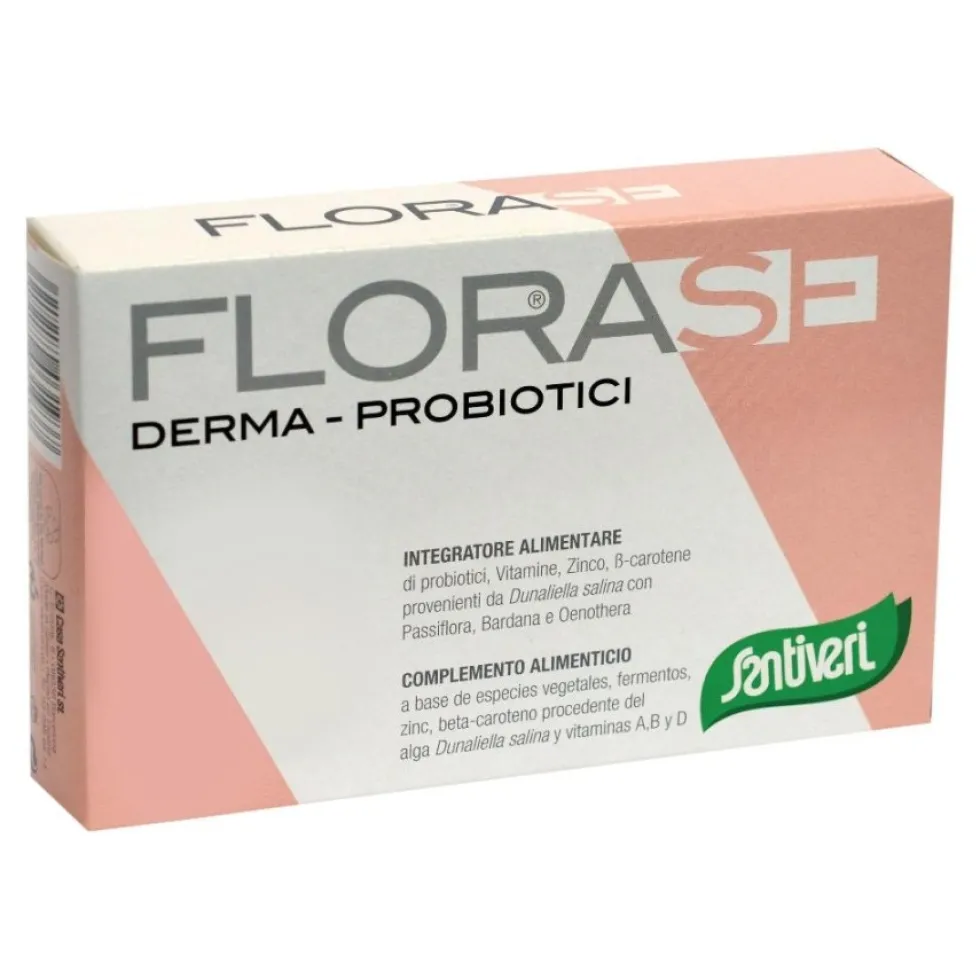 Santiveri Florase Derma - Integratore di probiotici per la pelle, 40 capsule