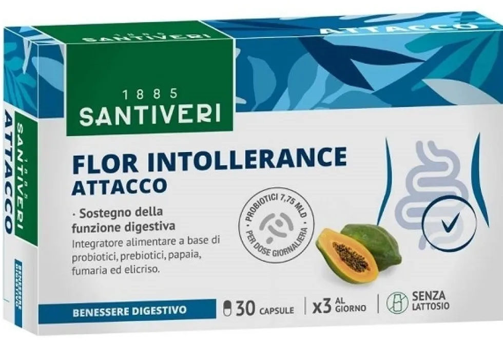 Santiveri Flor Intollerance Attacco - Integratore digestivo Santiveri, 30 capsule