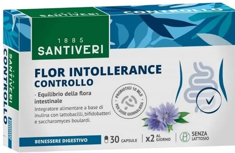 Santiveri Flor Intollerance Controllo - Probiotico intestinale in capsule vegetali Santiveri, 15 g