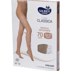 Sauber Collant 70 denari beige in taglia 4 - Collant microrete Sauber per il microcircolo, 1 paio