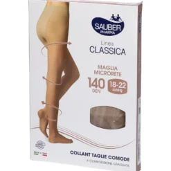 Sauber Collant 140 denari beige taglia 5 - Collant taglie comode per l'insufficienza venosa, 1 paio