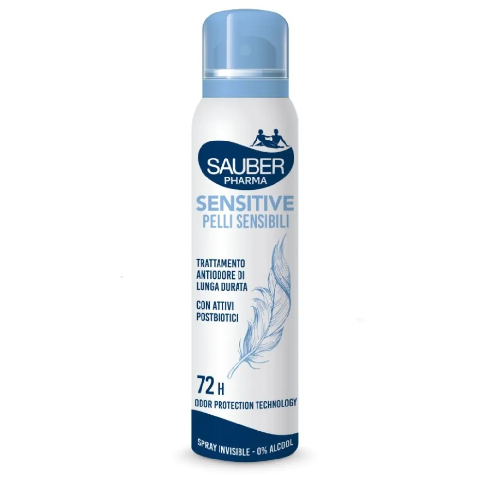 Sauber Deo 72H Sensitive - Deodorante spray per pelli sensibili e ipersudorazione, 150 ml