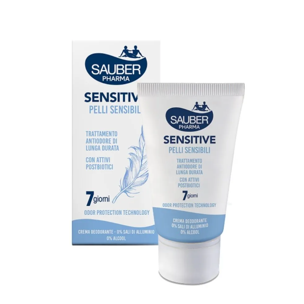 Sauber Deo Sensitive - 7 Giorni Deodorante in crema per le pelli sensibili, 35ml
