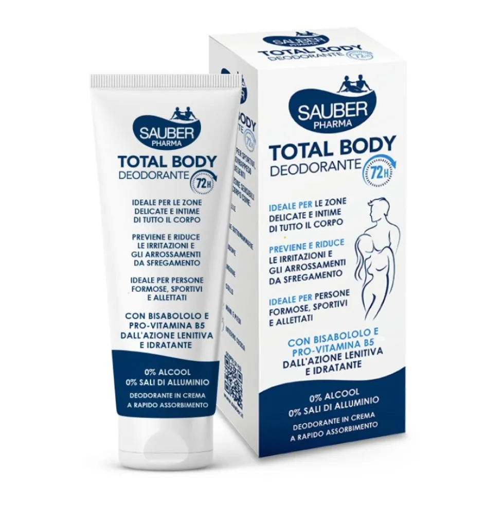 Sauber Deo Total Body - Crema deodorante lenitiva per il corpo contro l'ipersudorazione, 75 ml