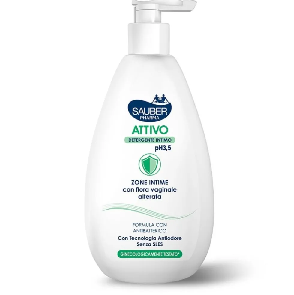 Sauber Detergente Intimo Attivo pH 3,5 - Detergente intimo antibatterico e lenitivo, 500 ml