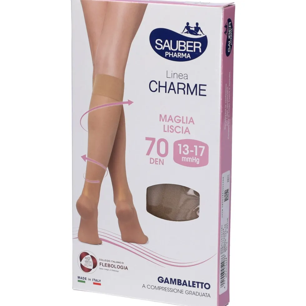 Sauber maglia liscia neutro beige 70 den - Gambaletto Desa Pharma per il microcircolo, 1 paio tg 3