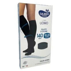 Sauber Uomo Filato Cotone Calza 140 DEN 18-22 mmHg compressione graduata colore blu taglia L/XL