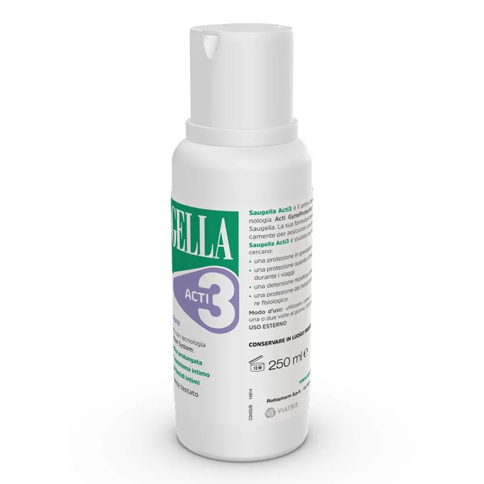 Saugella Acti3 - Detergente Intimo a pH 3.5 Tripla Protezione, 250ml