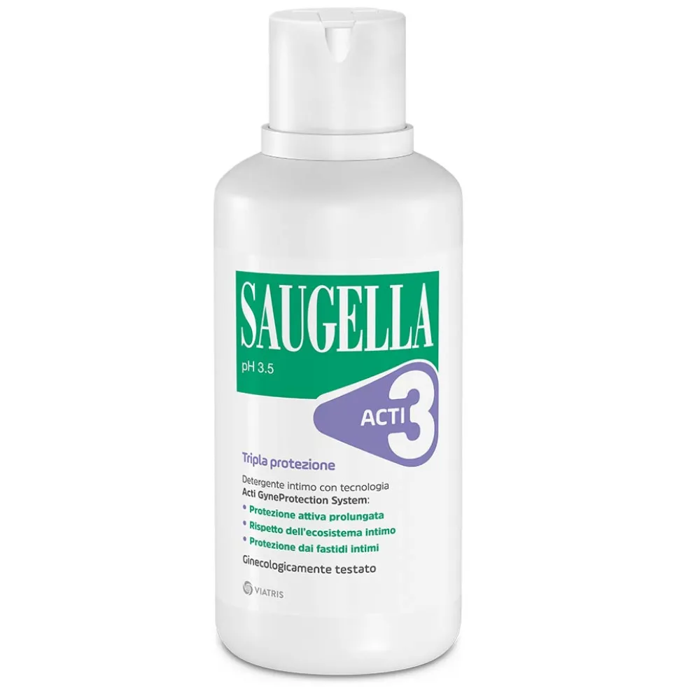 Saugella Acti3 - Detergente Intimo a pH 3.5 Tripla Protezione, 500ml