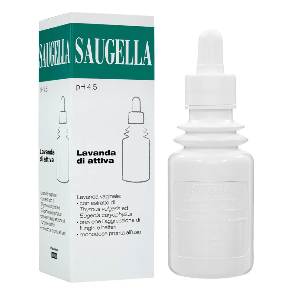 Saugella Attiva - Lavanda Vaginale pH 4.5 Detergente e Protettiva, 140ml