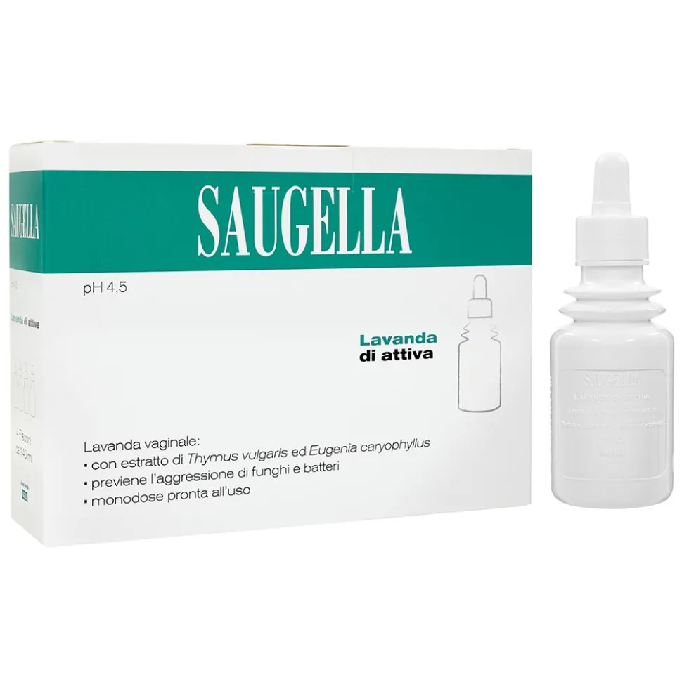 Saugella Attiva - Lavanda Vaginale pH 4.5 Detergente e Protettiva, 4 x 140ml
