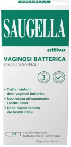Saugella Attiva Vaginosi Batterica - Ovuli vaginali Saugella Attiva per il sollievo intimo, 7 ovuli
