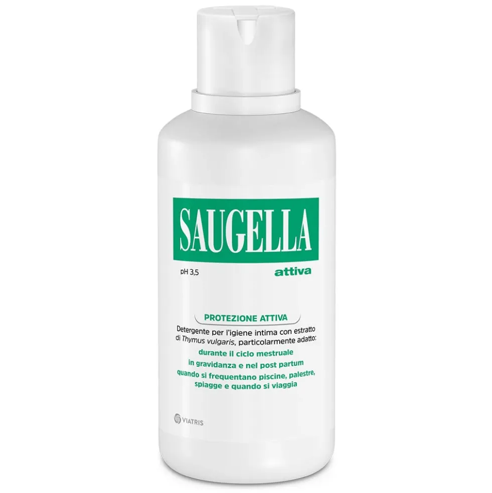 Saugella Attiva Verde - Detergente Intimo a pH 3.5 con Estratto di Timo, 500ml