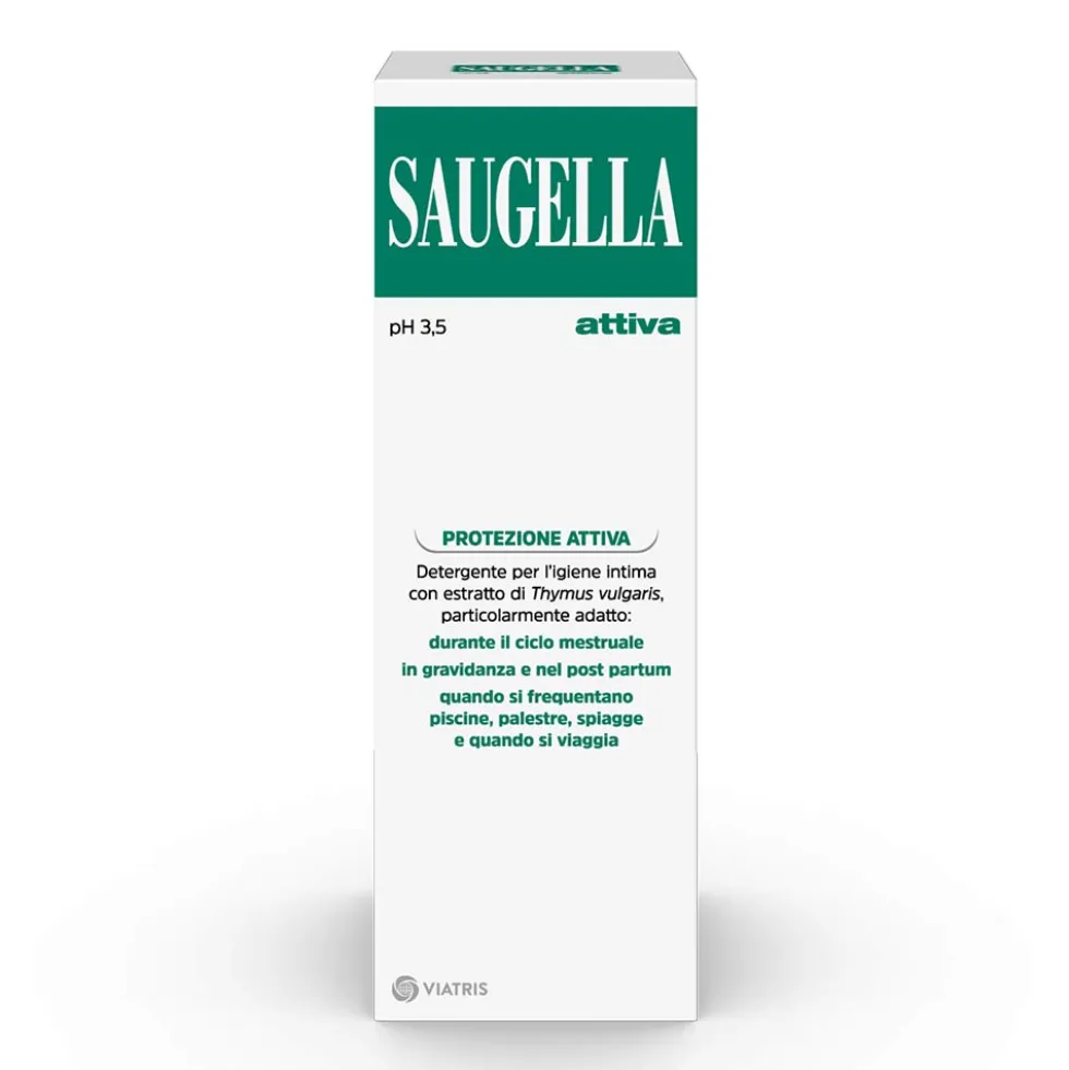 Saugella Attiva Verde - Detergente Intimo a pH 3.5 con Estratto di Timo, 250ml