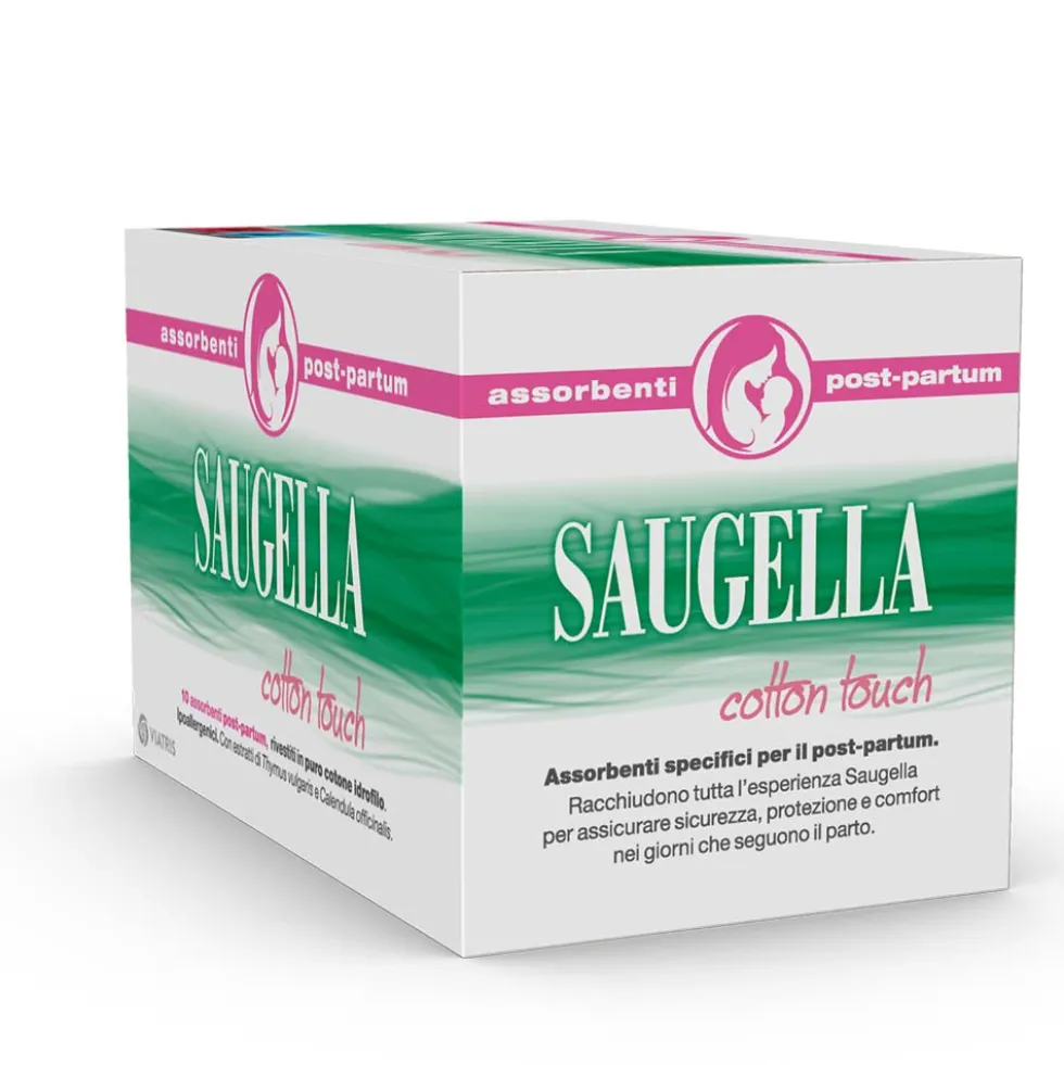 Saugella Cotton Touch - Assorbenti post partum per le perdite abbondanti, 10 pezzi