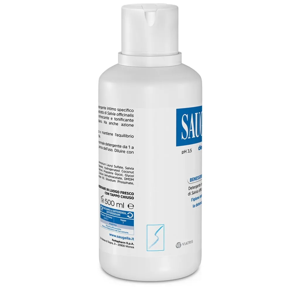 Saugella Dermoliquido - Detergente Intimo a pH 3.5 con Estratto di Salvia, 500ml