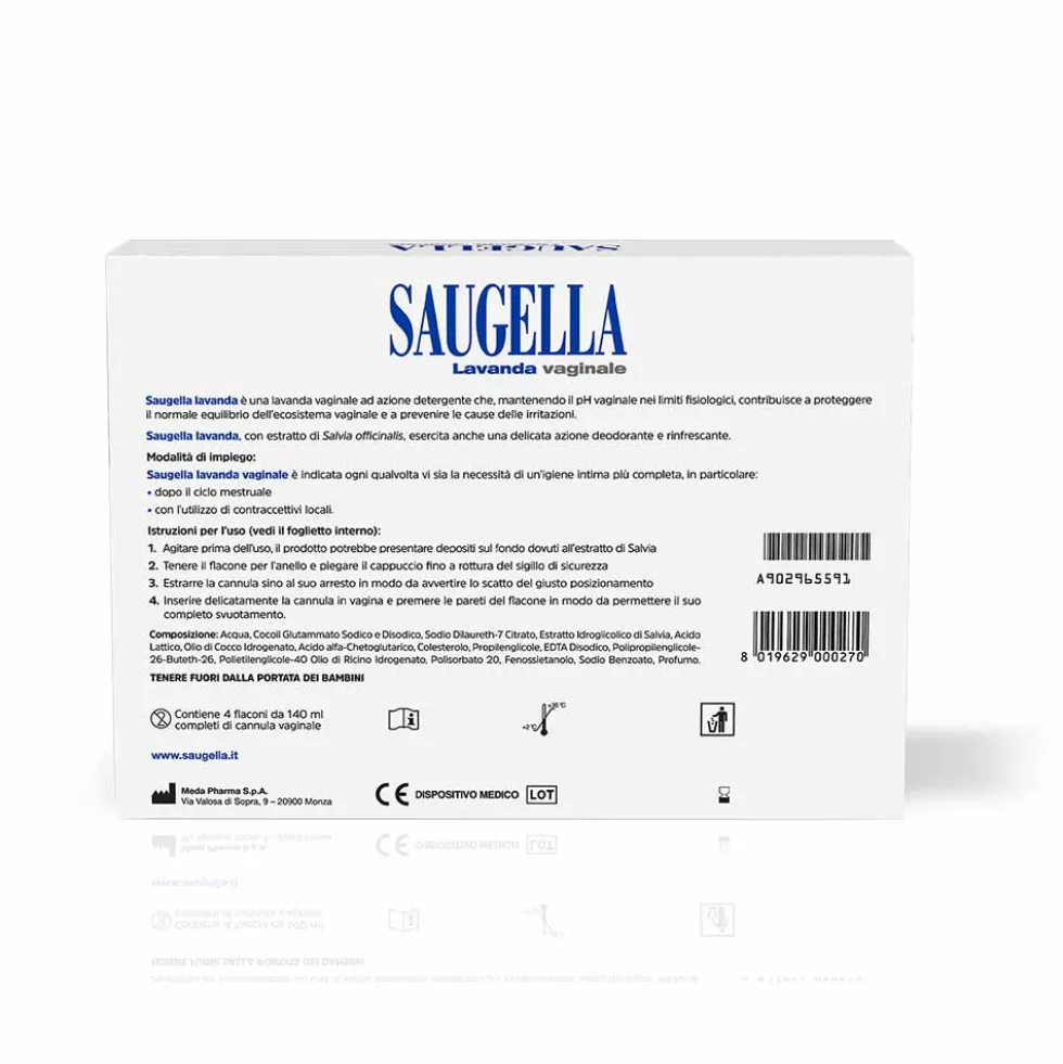 Saugella Dermoliquido - Lavanda Vaginale pH 4.5 Detergente Rinfrescante, 4x140ml