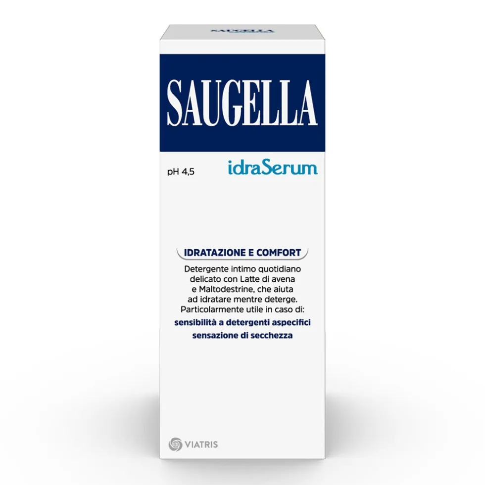 Saugella IdraSerum - Detergente Intimo a pH 4.5 con Latte di Avena, 200ml