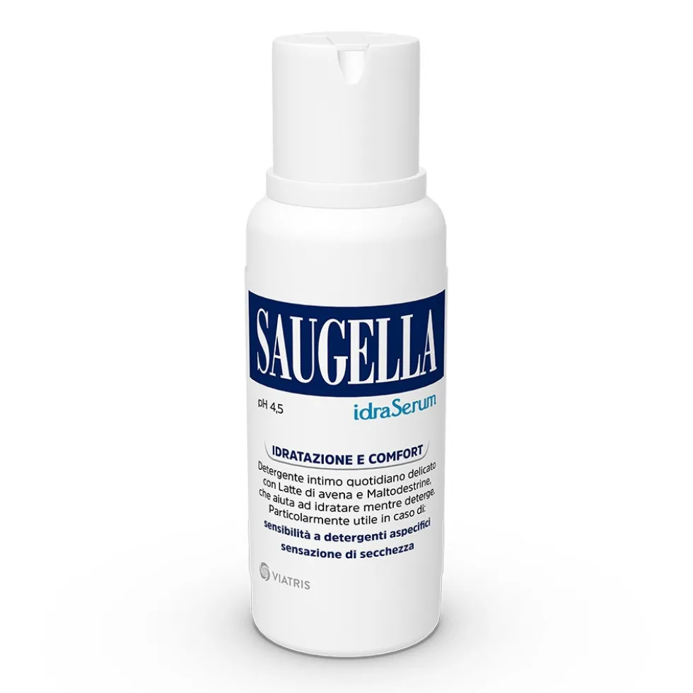 Saugella IdraSerum - Detergente Intimo a pH 4.5 con Latte di Avena, 200ml
