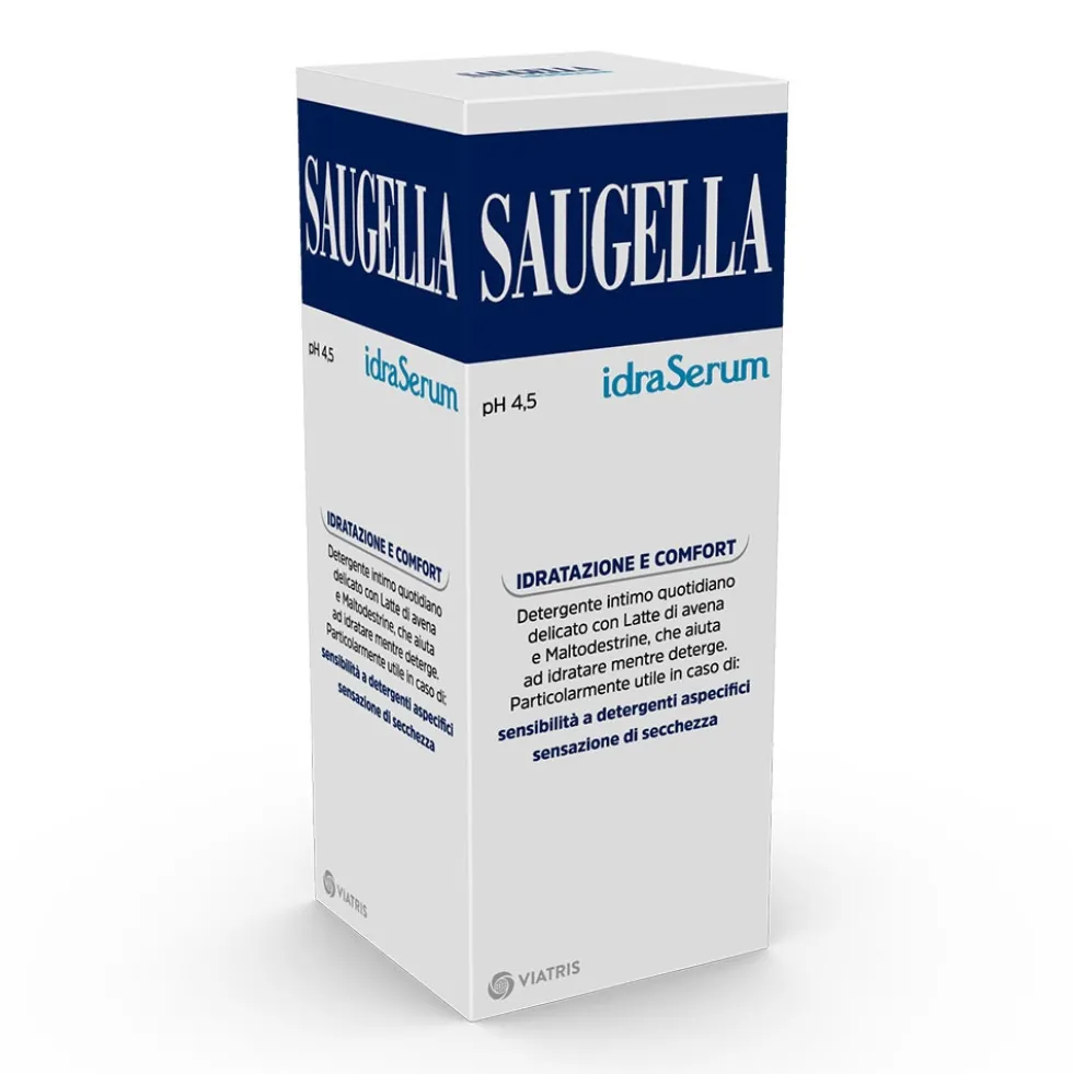 Saugella IdraSerum - Detergente Intimo a pH 4.5 con Latte di Avena, 200ml