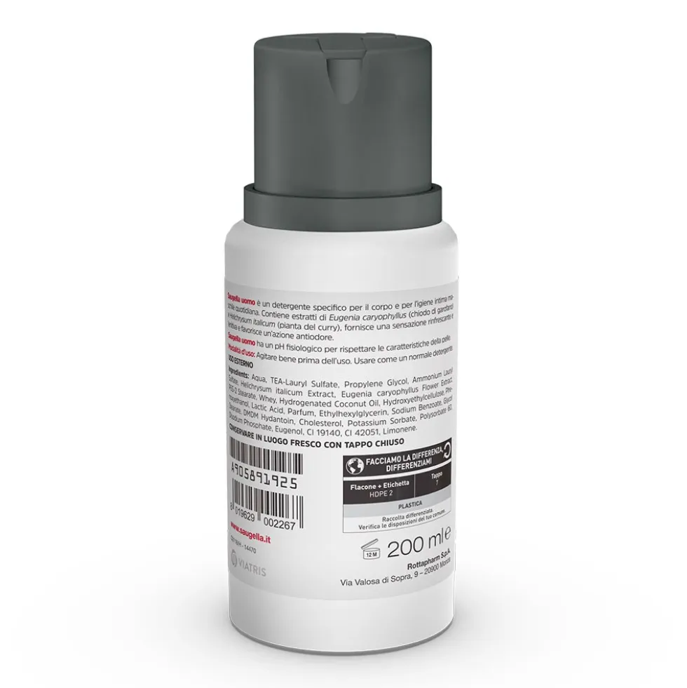 Saugella Uomo - Detergente Intimo pH Fisiologico con Garofano e Elicriso, 200ml