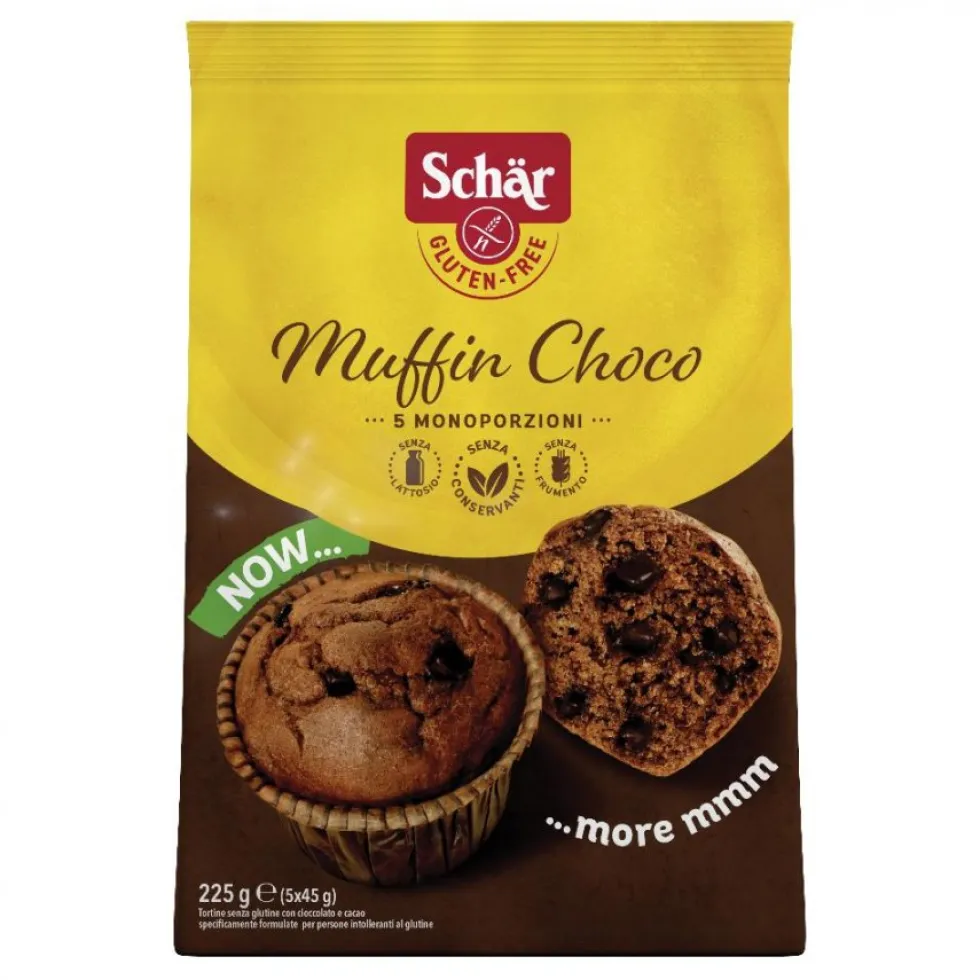 Schar Muffin Choco Drschar - Muffin al cioccolato senza glutine e lattosio, 225 g