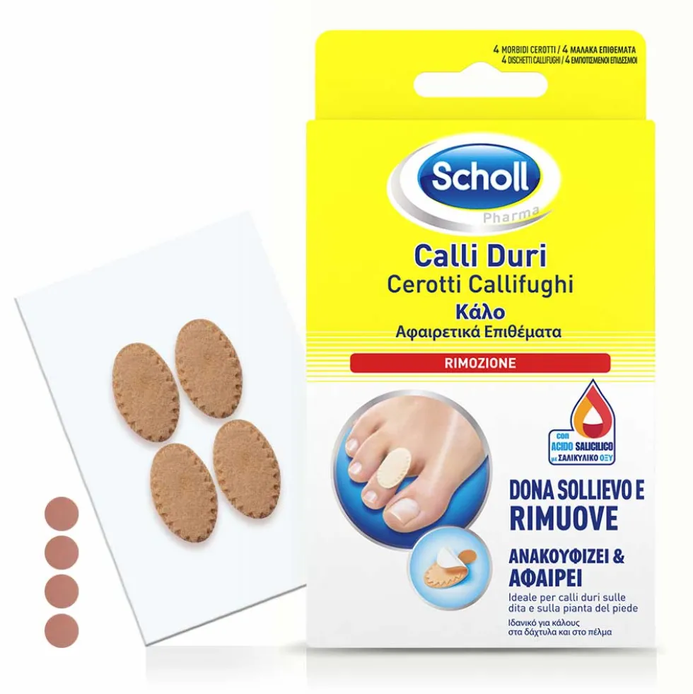 Scholl Cerotti Callifughi per Calli Duri Rimozione, 4 pezzi