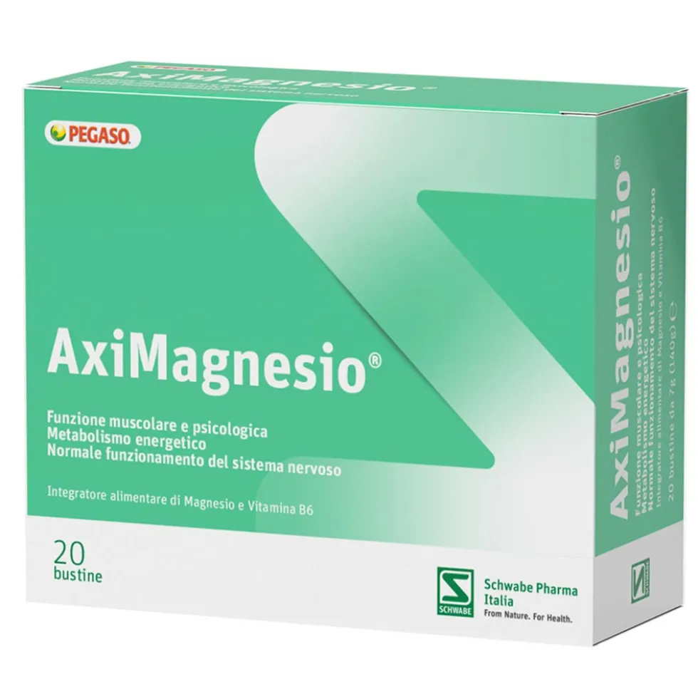Schwabe Pharma Aximagnesio - Integratore di magnesio per stanchezza e affaticamento, 20 bustine