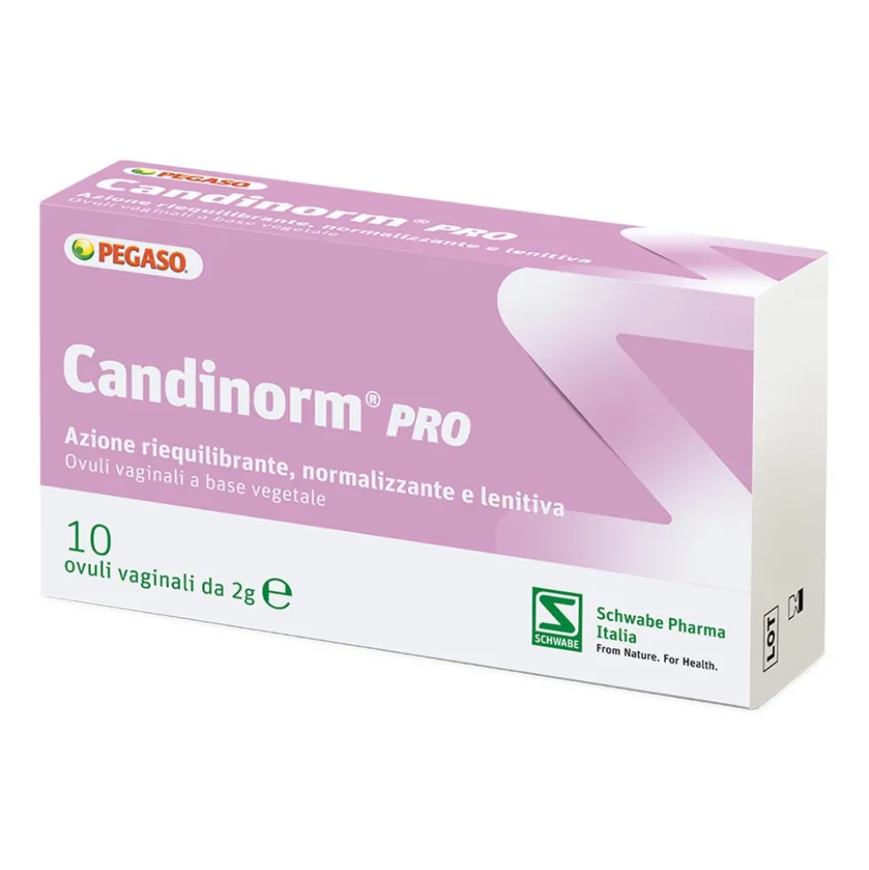 Schwabe Pharma Candinorm Pro - Ovuli vaginali per il riequilibrio della microflora, 10 ovuli da 2 g