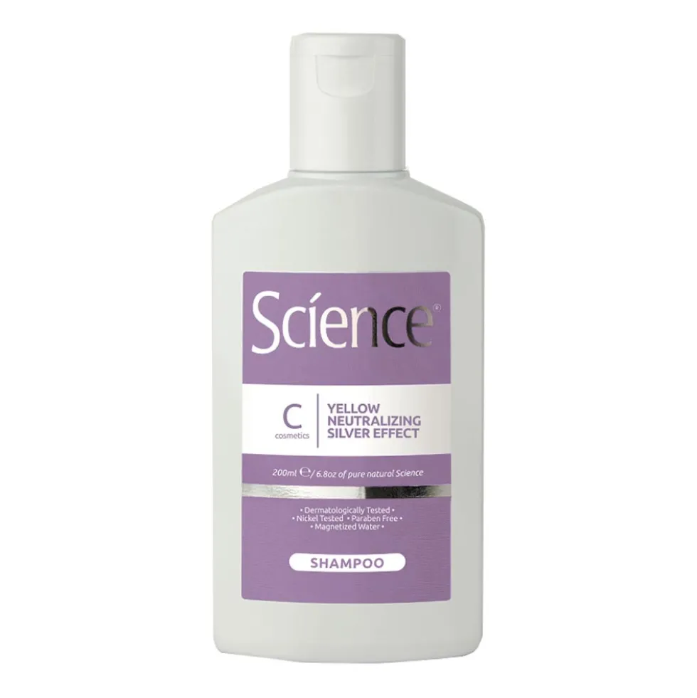 Science Shampoo anti-giallo effetto argento - Shampoo per neutralizzare i riflessi gialli, 200 ml