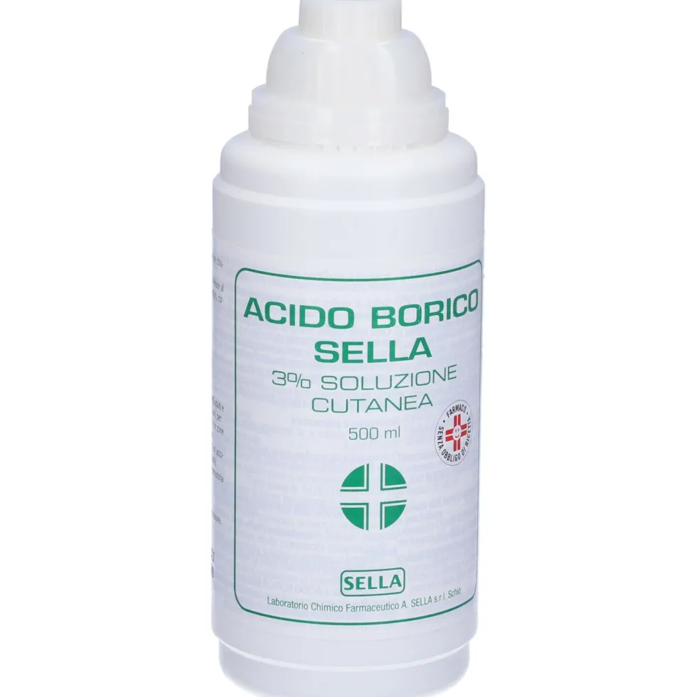 Sella Acido Borico 3% - Soluzione disinfettante per la cute irritata, 500 ml