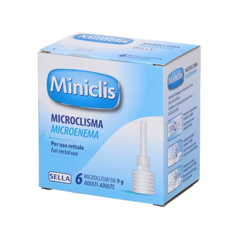 Sella Miniclis Microclisma Adulti Dispositivo Medico Evacuazione Feci, 6 microclismi