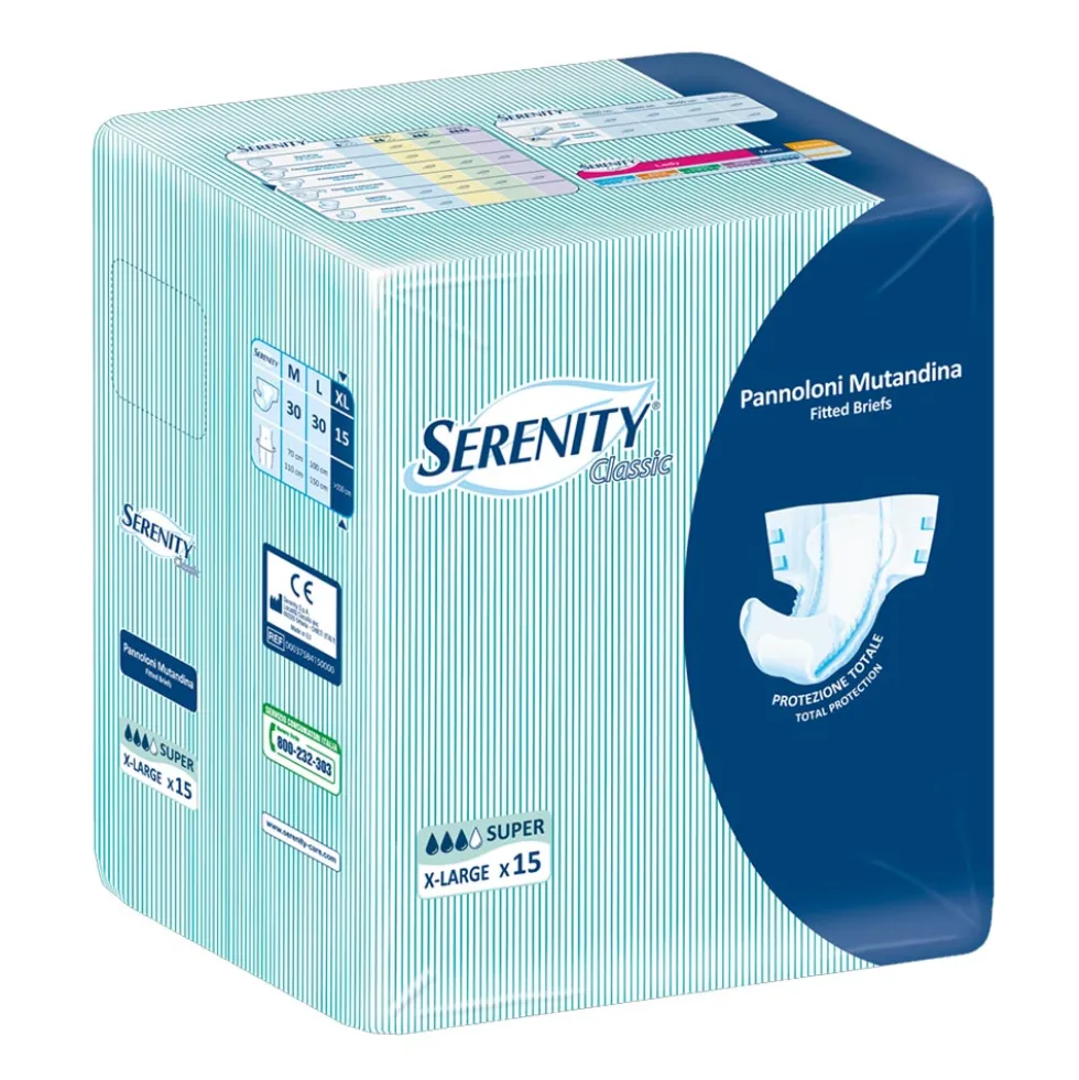 Serenity Classic Super - Pannolone a mutandina taglia XL per l'incontinenza grave, 15 pezzi