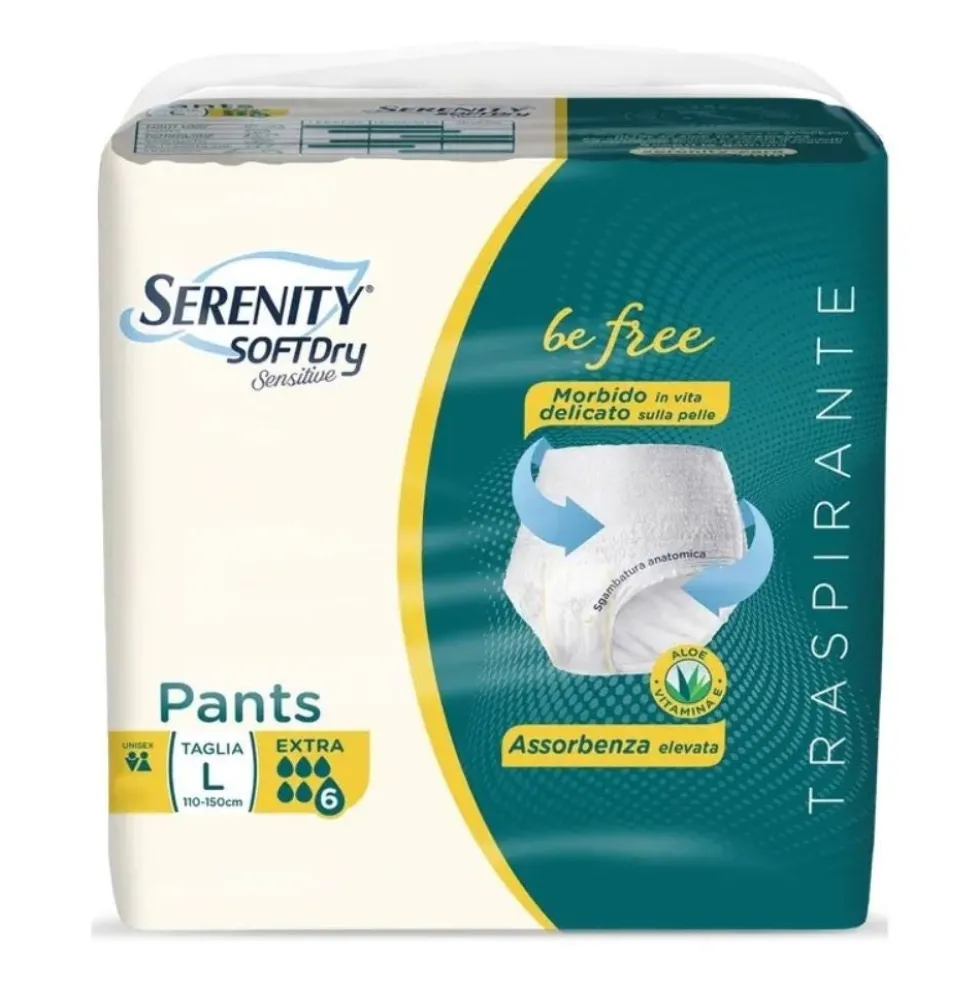 Serenity Pants Be Free Extra L - Pantaloni Serenity sd sensitive per l'incontinenza, 12 pezzi