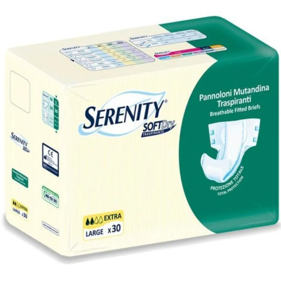 Serenity Softdry Pannoloni Mutandina Traspiranti Extra Taglia Large, 30Pannoloni