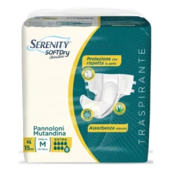 Serenity Soft Dry - Sensitive Be Free Pannoloni Mutandina Taglia M, 15pannoloni
