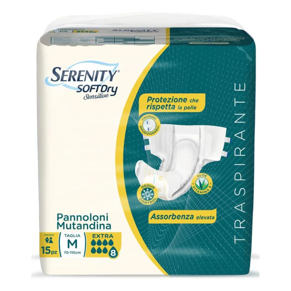 Serenity Soft Dry - Sensitive Be Free Pannoloni Mutandina Taglia M, 15pannoloni