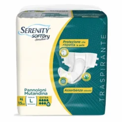 Serenity Soft Dry Sensitive Extra Pannoloni Mutandina Taglia L, 15 Pezzi