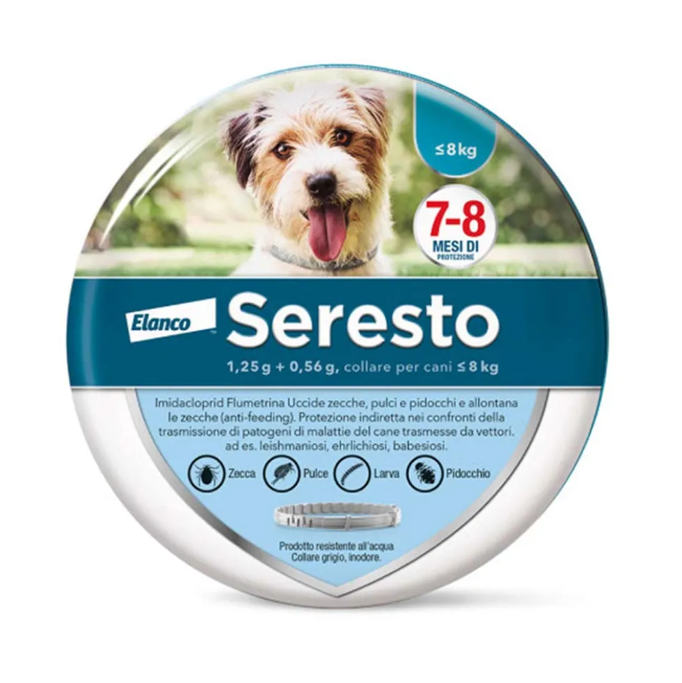 Seresto Cani 1-8 kg - Collare antiparassitario contro pulci, zecche e pidocchi, 1 collare da 38 cm
