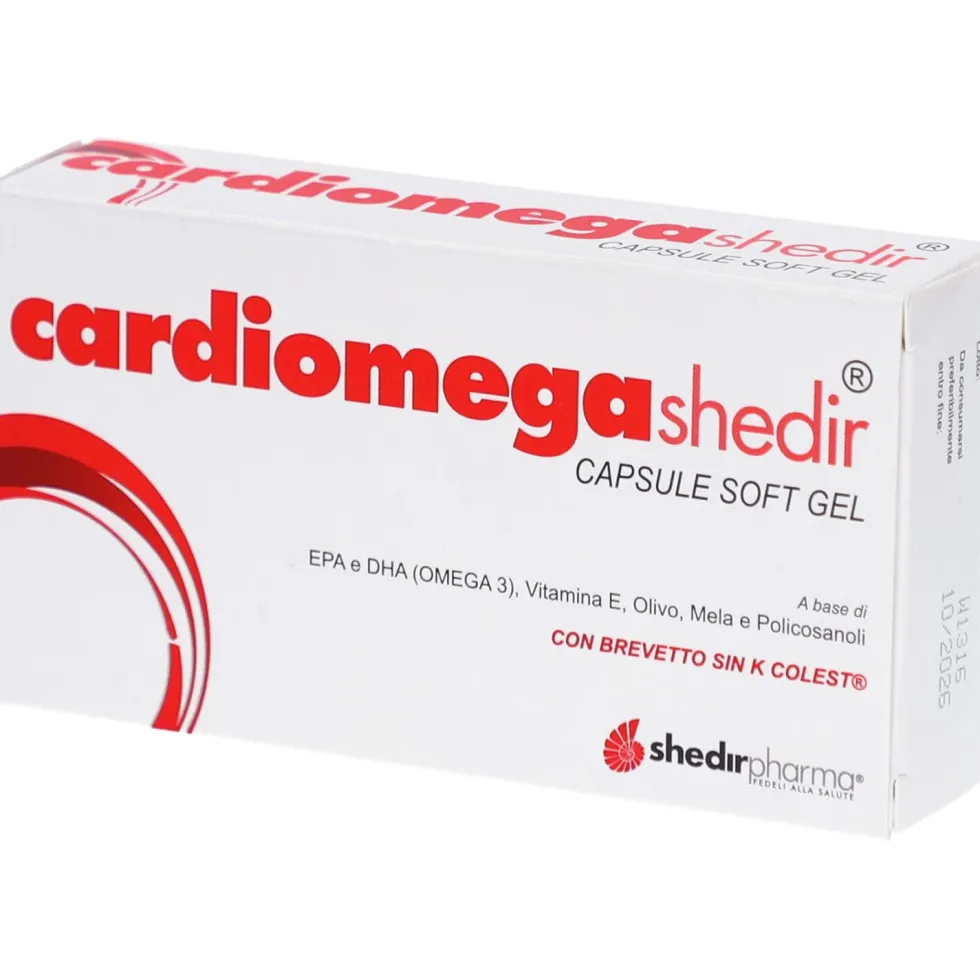 Shedir Pharma Cardiomega - Integratore omega 3 e vitamina E per il cuore, 30 capsule molli