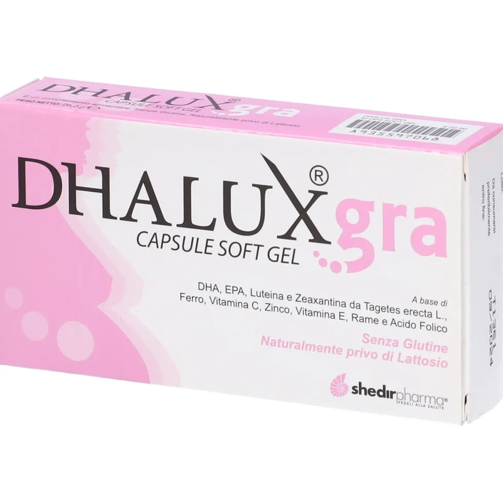 Shedir Pharma Dhalux Gra - Integratore alimentare per la gravidanza, 30 capsule