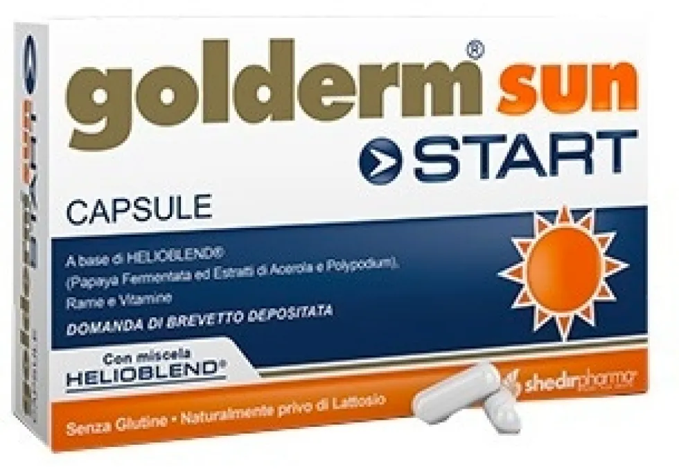 Shedir Pharma Golderm Sun Start - Integratore solare e antiossidante per la pelle, 30 capsule