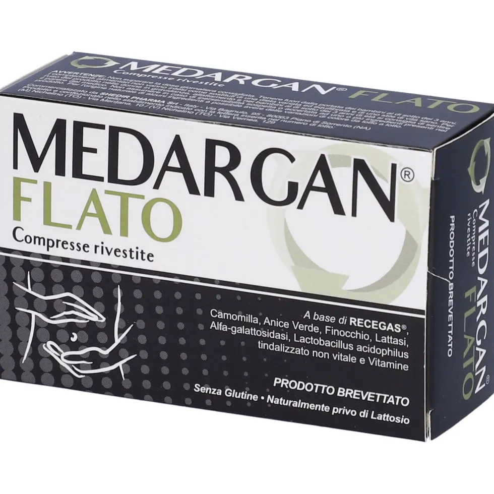 Shedir Pharma Medargan Flato - Integratore alimentare contro il meteorismo, 30 compresse