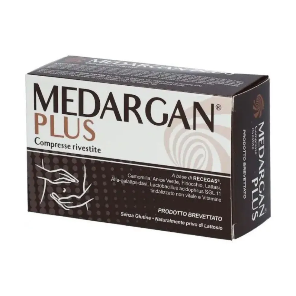 Shedir Pharma Medargan Plus - Integratore alimentare per il meteorismo, 30 compresse
