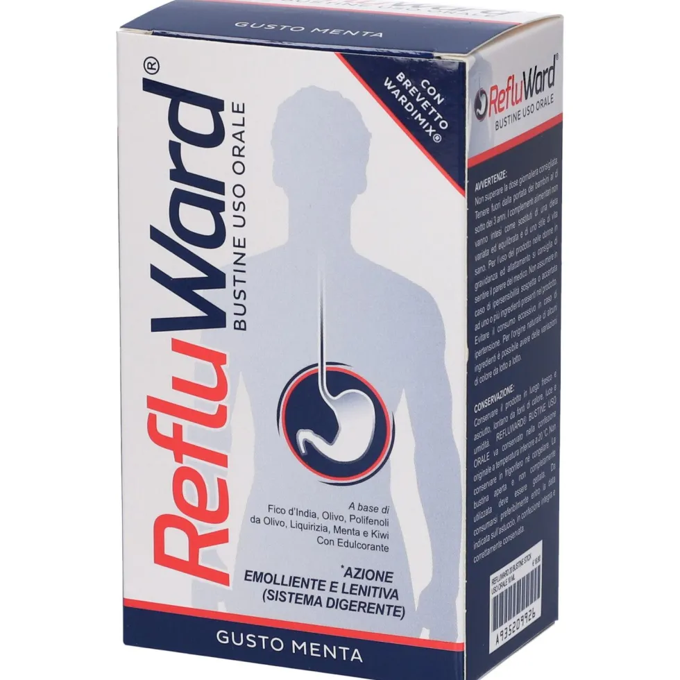 Shedir Pharma refluward - Integratore per il reflusso gastro-esofageo gusto menta, 20 bustine 10 ml