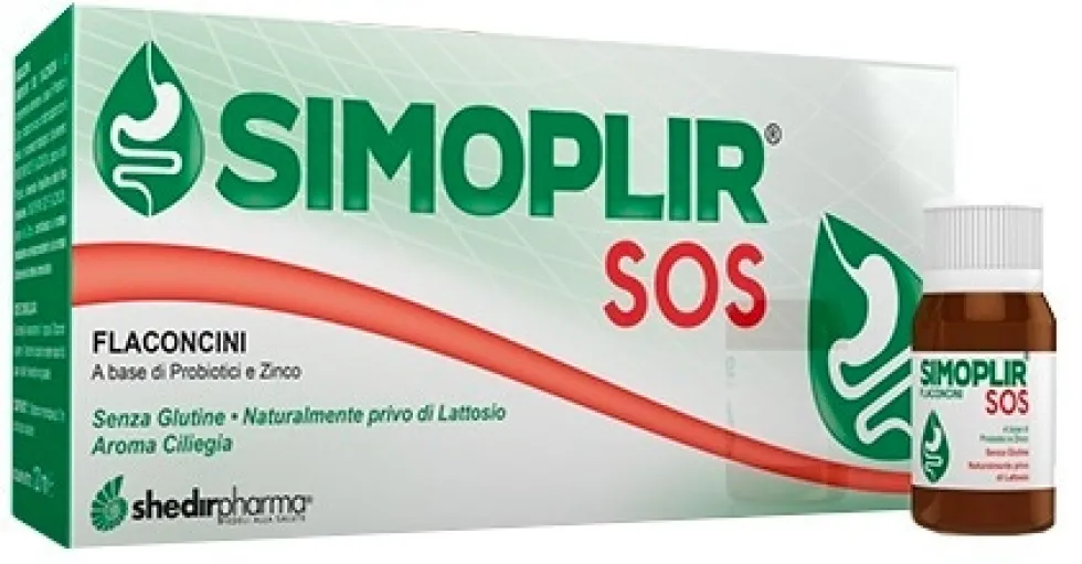 Shedir Pharma Simoplir Sos 12 flaconcini - Integratore per la flora intestinale, da 10 ml