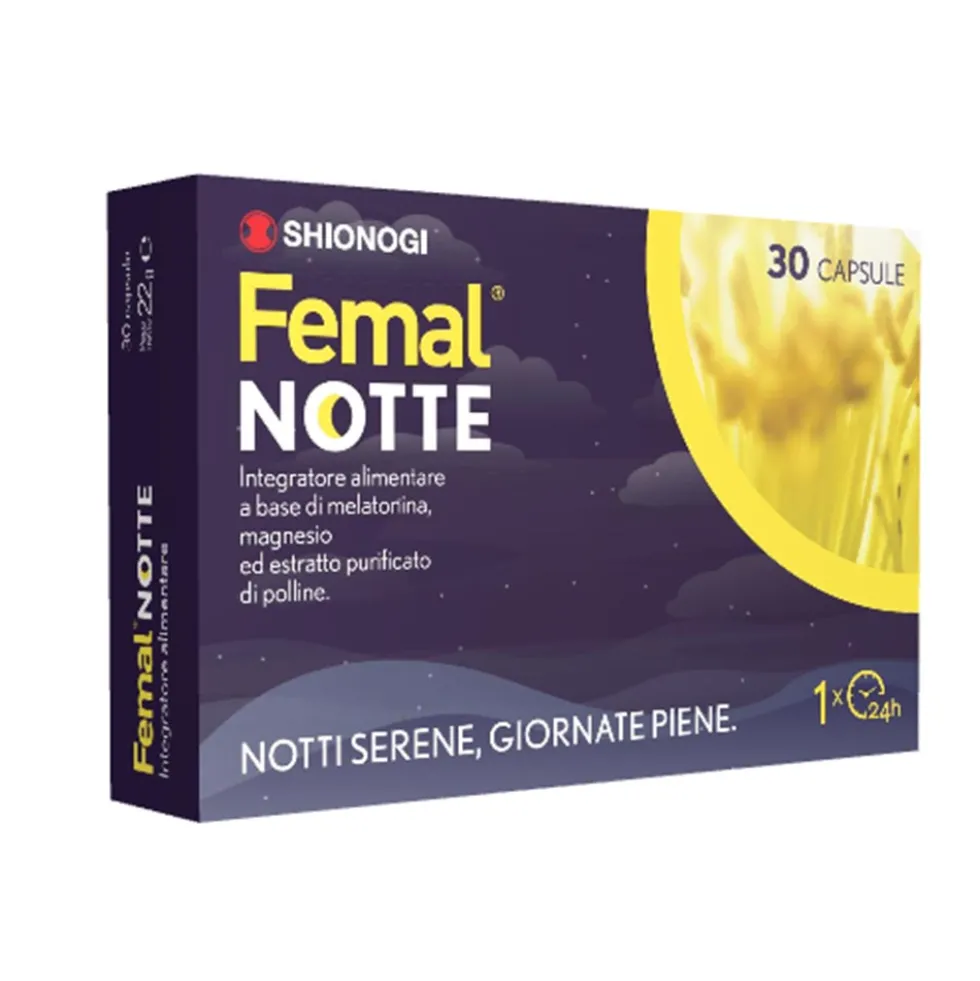 Shionogi Femal - Notte Integratore Alimentare di Melatonina, 30 Capsule