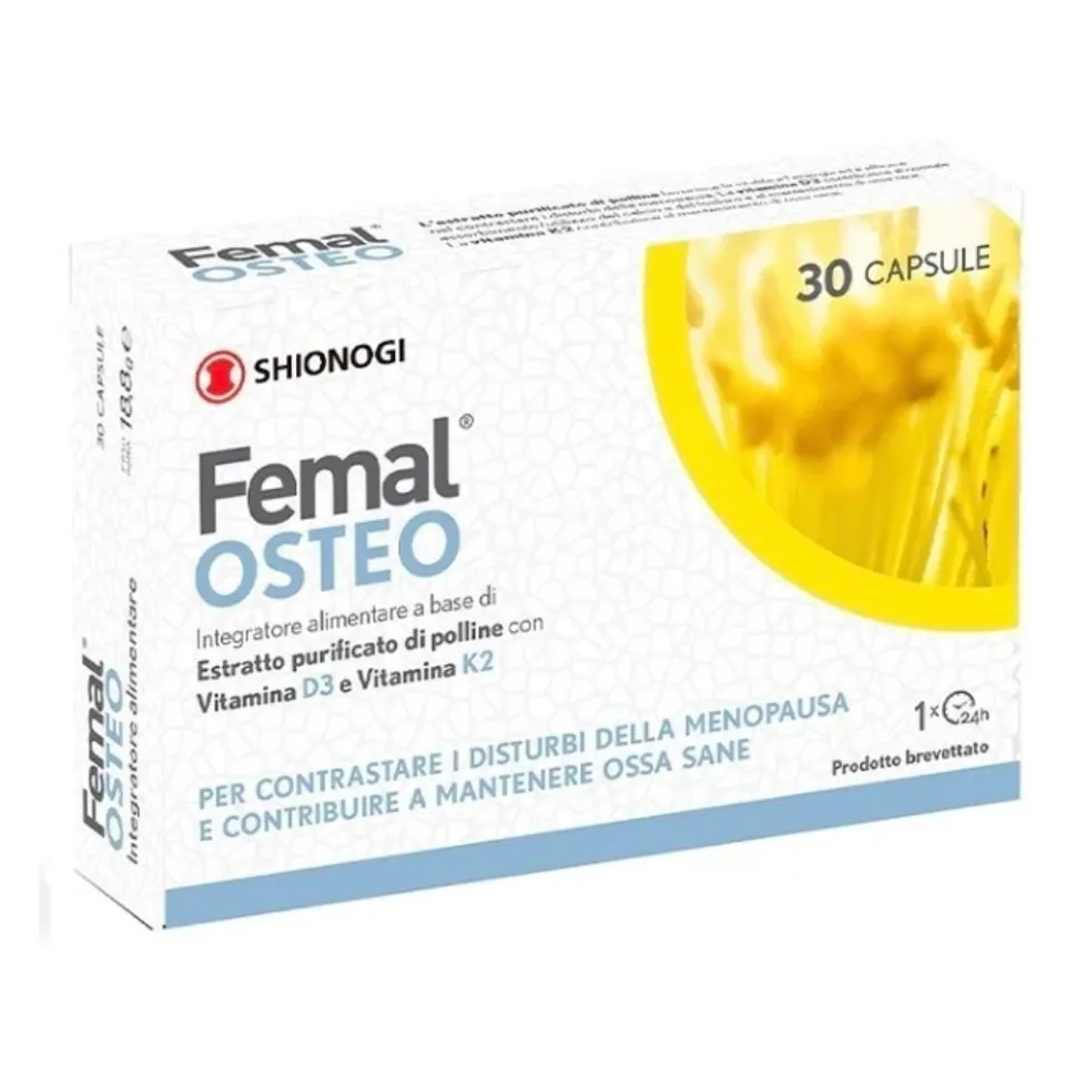 Shionogi Femal - Osteo Integratore Alimentare per la Menopausa, 30 Capsule