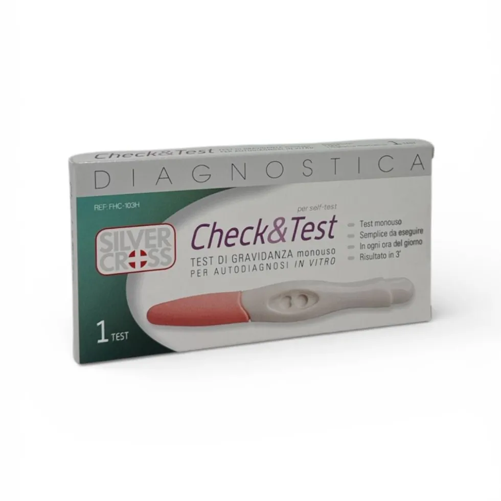 Silver Cross Check & Test - Test di gravidanza rapido per l'autodiagnosi, 1 test